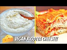 two pictures with different types of food in them and the words vegan ricotta cheese