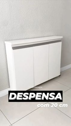 a white cabinet with the words despensa on it's front and bottom