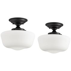 two light ceiling fixture with white glass shades