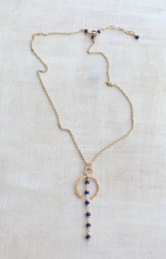 "✧ Get an instant 20% off this item by subscribing to my newsletter here: www.ateliernympheajewels.com/vip. This does not stack with other discounts and promotions. ✧ Serene lapis lazuli necklace with a hand soldered pendant suspended on a 14K gold filled rolo chain. The length of the necklace is adjustable and finished with tiny lapis beads. Classic combination of gold and blue that has been in favour since ancient times in places like Egypt and Rome. It is a safe combination that is always fla Bohemian Gemstone Necklaces As Gift For Her, Elegant Wire Wrapped Jewelry For Meditation, Delicate Adjustable Jewelry For Meditation, Spiritual Lariat Crystal Necklace For Gift, Spiritual Natural Stones Necklaces For Her, Bohemian Lariat Drop Necklace Gift, Handmade Spiritual Necklaces For Her, Handmade Spiritual Necklace As Gift For Her, Bohemian Necklace As Gift For Her