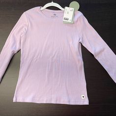 New With Tags Big Girls Tshirt With Long Sleeve. Size 10us. H&m Casual Pink Tops, Casual Pink H&m Top, Basic Lavender Crew Neck Top, Lavender Crew Neck Basic Top, Basic Long Sleeve Purple Top, Basic Purple Long Sleeve Top, Basic Long Sleeve Pink T-shirt, Basic Lavender Cotton Top, H&m Long Sleeve Pink Tops