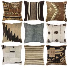 six different types of decorative pillows