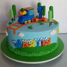 a birthday cake with a thomas the train theme