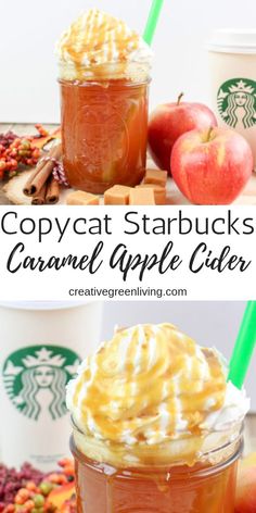 starbucks caramel apple cider is the perfect fall drink for cold weather and it's so easy to make