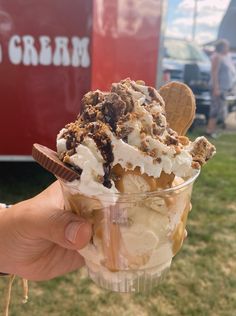 an ice cream sundae in a plastic cup