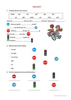 worksheet for reading the road safety rules with pictures and instructions to help kids learn how to ride their bikes