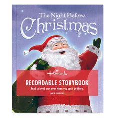 the night before christmas recordable storybook with santa holding a bag and pointing at something