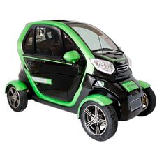 the small car is green and black