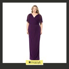 in stock Gowns With Sleeves, Flutter Sleeve, Plum, Pick Up, In Store, Buy Online, Plus Size, Free Shipping