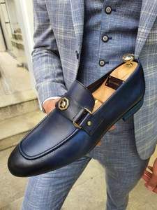 Sardinelli Buckled Detail Navy Leather Shoes – MCR TAILOR Business Casual Wedding, Casual Wedding Party, Black Loafers Men, Blue Loafers, Men's Wedding Shoes, Leather Loafer Shoes, Men Formal, Point Shoes, Men's Sandals