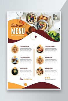 a restaurant menu with food items on it