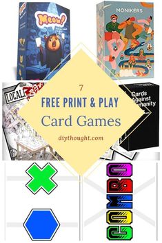 the free print and play card games for kids to play on their own phone or tablet