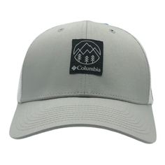 Columbia Authentic Snapback Trucker Hat Adjustable Cap Spring Outdoor Snapback Baseball Cap, Spring Snapback Trucker Hat For Outdoor Activities, Spring Outdoor Trucker Snapback Hat, Spring Snapback Cap For Outdoor Activities, Adjustable Trucker Hat For Spring Outdoor Activities, Lightweight Gray Hat For Outdoor Activities, White Travel Hat With Curved Brim, White Flat Brim Hat For Travel, Adjustable White Travel Hat