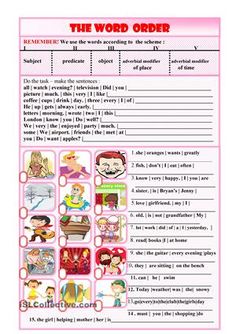 the word order worksheet with pictures and words to describe what is in it