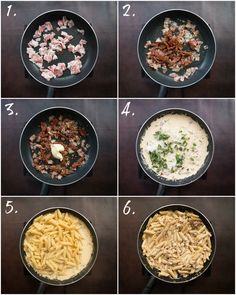 the steps to make pasta in a skillet