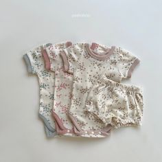 Our two-piece summer collection is your everyday go-to that make dressing baby/toddler a breeze. This buttery-soft material is very stretchy and breathable. Unbelievably sweet you'll love it when you wear it and miss it when it's in the wash! Spring Newborn Outfits, Baby Bunny Outfit, Summer Bodysuit, Bodysuit Shorts, Bodysuit With Shorts, Summer Bodysuits, Korean Babies, Baby Fits, Bunny Outfit