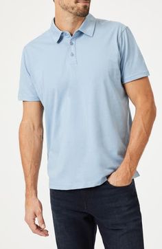 Elevate your everyday look with a classic polo made from soft cotton jersey to provide maximum comfort. 27 1/2" length Point collar Short sleeves 100% cotton Machine wash, dry flat Made in Turkey Classic Cotton Plain Polo Shirt, Classic Plain Cotton Polo Shirt, Casual Blue Cotton Polo Shirt, Basic Plain Cotton Polo Shirt, Blue Relaxed Fit Cotton Polo Shirt, Casual Plain Cotton Polo Shirt, Basic Solid Polo Shirt With Relaxed Fit, Basic Solid Relaxed Fit Polo Shirt, Basic Solid Color Relaxed Fit Polo Shirt