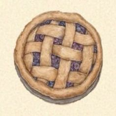 a drawing of a pie with blueberries in it