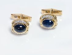 Sapphire & Diamond Cufflinks.Vintage yellow gold cabochon sapphire and diamond cufflinks. Diamond Cufflinks, Diamond Cufflink, Fancy Jewelry, Cufflinks Men, Stylish Jewelry, Suit Fashion, Cuff Links, Vintage Yellow, Gold Pearl