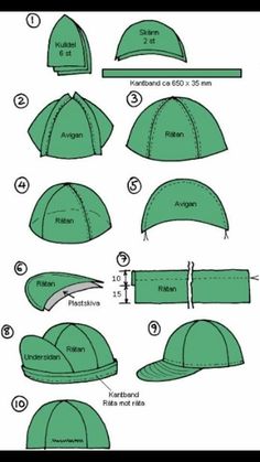 the instructions for how to make a baseball cap with an attached visor and side panels