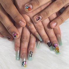 Matching Nails, Ten Nails, Minimal Nails Art, Fancy Nails Designs, Nail Pictures, Minimal Nails, Cute Acrylic Nail Designs, Long Acrylic Nails Coffin