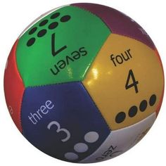 a multicolored ball with numbers on it