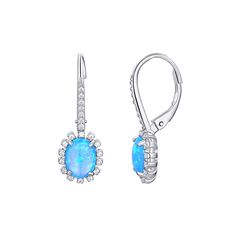 Shimmering with simulated blue opal accents, these Eco Silver Luxe earrings beautifully enhance your favorite outfits. Shimmering with simulated blue opal accents, these Eco Silver Luxe earrings beautifully enhance your favorite outfits.Click on this JEWELRY & WATCHES GUIDE to learn about fit, styles, materials and more! Contains a minimum of 30% recycled sterling silver Metal: recycled sterling silver Closures: leverback Packaging: boxed Plating: platinum flash plating Finish: polished Dimensio Oval Opal Earrings For Formal Occasions, Formal Oval Opal Earrings, Luxe Earrings, Leverback Earrings, Recycled Sterling Silver, Blue Opal, Metallic Silver, Halo, Favorite Outfit