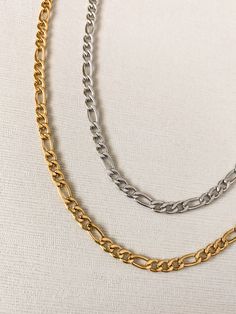 Dainty flat Figaro chain link necklace ❀❀ INFO: ❀❀ ➳ Adjustable lobster clasp closure ➳ Optional extender chain ➳ Material is stainless steel ➳ Chain width: 4mm This chain is also available as a bracelet: https://www.etsy.com/listing/575618158/gold-figaro-chain-bracelet-flat-curb?ga_search_query=figaro&ref=shop_items_search_1 ❀❀ SHIPPING & PROCESSING: ❀❀ Please refer to my shop announcements (located on home page) for the latest processing times as they may change All products are MADE T Stainless Steel Figaro Link Chain Jewelry, Figaro Chain Link Metal Necklace, Metal Figaro Chain Link Necklace, Everyday Stainless Steel Necklace With Figaro Chain, Everyday Stainless Steel Figaro Chain Necklace, Tarnish Resistant Stainless Steel Chain Link Necklace, Stainless Steel Chain Link Necklace With Lobster Clasp, Everyday Metal Figaro Chain Necklace, Stainless Steel Figaro Chain Necklace