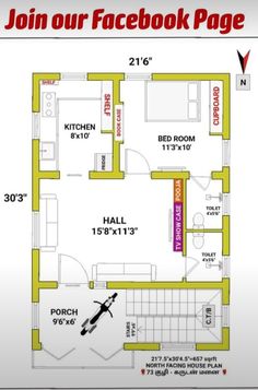 a floor plan for a facebook page with the text join our facebook page on it