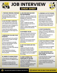 the job interview sheet is shown in yellow