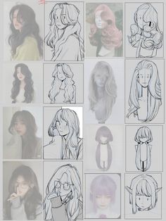 some drawings of different types of hair and hairstyles for girls with long hair