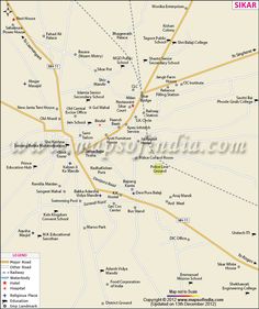 a map of the city of sikar, with all its roads and major cities