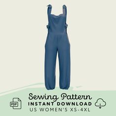 the sewing pattern is shown for this jumpsuit