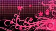 an abstract pink background with flowers and swirls