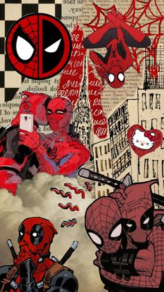 spider - man and deadpool collage