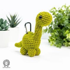 Find this free crochet brontosaurus pattern and 75+ other free crochet animal patterns in this Cute Crochet Stuffed Animal Free Pattern Round-Up which includes patterns for beginners and experienced makers alike. Click to view the patterns and get inspired for your next project now. Crochet Mushroom, Crochet Keychain Pattern, Dinosaur Pattern, Single Crochet Stitch, Crochet Keychain