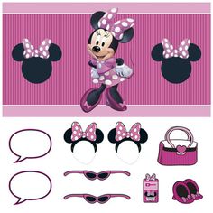 a cross stitch pattern with minnie mouse's accessories and her name on the front