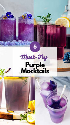 Purple Mocktails Quinceanera Mocktails, Purple Mocktail Recipe, Non Alcoholic Taylor Swift Drinks, Purple Mocktail Non Alcoholic, Purple Drinks Non Alcoholic, Mocktail Bar, Purple Drinks, Purple Punch