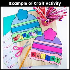 this is an example of craft activity for kids to do with their own name and pictures