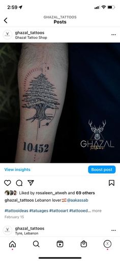 an image of a man's arm with tattoos on it and the caption below