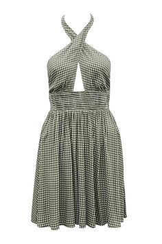 D3111 Luz Halter Gingham Mini Dress 100% Rayon Chic Gingham Dress For Picnic, V-neck Gingham Plaid Dress For Picnic, Gingham Plaid V-neck Dress For Picnic, Knee-length Gingham Midi Dress For Picnic, Chic Knee-length Gingham Plaid Dress, Chic Gingham Plaid Knee-length Dress, Chic Knee-length Gingham Dress, Chic Knee-length Plaid Dress For Picnic, Sleeveless Houndstooth Summer Dress