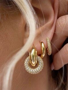 Preppy Jewelry, Double Hoop Earrings, Dope Jewelry, Classy Jewelry, Stacked Jewelry, Jewelry Lookbook, Girly Jewelry, Dream Jewelry