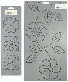 two flower stencils are shown next to each other