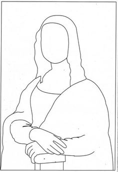 a black and white drawing of a woman's face with hands on her chest