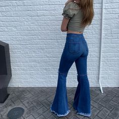 Worn Only Once, And In Brand New Condition. Fitted Wide Leg Light Blue Jeans, Light Blue Fitted Wide Leg Jeans, Fitted Light Blue Wide Leg Jeans, Elegant Blue Flare Bottoms, Fitted Elegant Denim Blue Bottoms, Chic Fitted Denim Blue Bottoms, Chic Medium Wash Fitted Bottoms, Blue Fitted Bottoms For Fall, Fitted Blue Bottoms For Fall