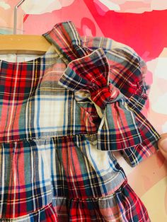 Baby Gap red, blue, cream, gold holiday plaid dress with matching headband & cream bloomers. Size 0-3m Puzzle Crafts, Gold Holiday, Holiday Plaid, Matching Headband, Kid Toys, Baby Swaddle, Candy Gifts, Baby Gap, Puzzles For Kids