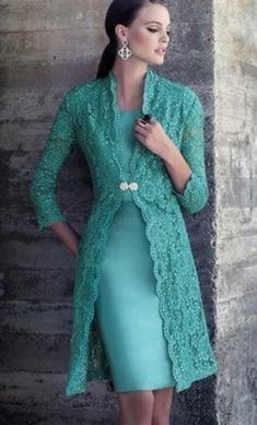 Green Mother of Bride/ Groom Dress Simple Tea-length Lace Evening Formal Gowns Prom Dress sold by Wedding store. Shop more products from Wedding store on Storenvy, the home of independent small businesses all over the world. Lace Overcoat, Gaun Koktail, Interesting Style, Lace Coat, Chique Outfits, Hijab Styles, Mothers Dresses, Summer Dress Outfits, Groom Dress