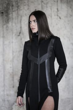 Cyberpunk Dress, Jacket Lining, Apocalyptic Fashion, Black Hoodie Men, Unique Jackets, Dark Outfits, Womens Jackets, Futuristic Fashion, Dark Fashion