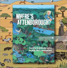 the book where's attenbrough? is in front of an image of animals and trees