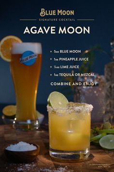 the blue moon agave moon cocktail is ready to be served